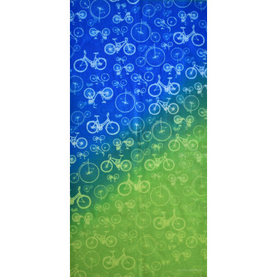 Multifunkčná šatka, motív-  Bicykel modro-zelena 
