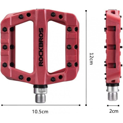 Pedále ROCKBROS, PL,LSL Flat nylon, 9/16, červené