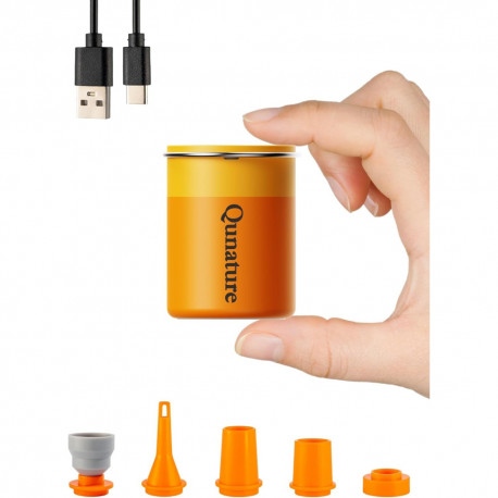Pumpa RockBros mini elektrická, oranžová, vrátane USB kábla so svetlom, oranžová, hmotnosť cca. 60g