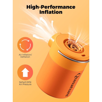 Pumpa RockBros mini elektrická, oranžová, vrátane USB kábla so svetlom, oranžová, hmotnosť cca. 60g