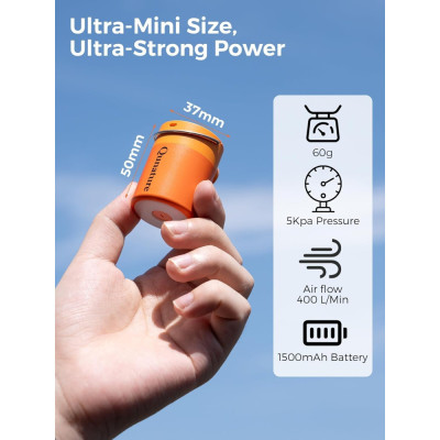 Pumpa RockBros mini elektrická, oranžová, vrátane USB kábla so svetlom, oranžová, hmotnosť cca. 60g