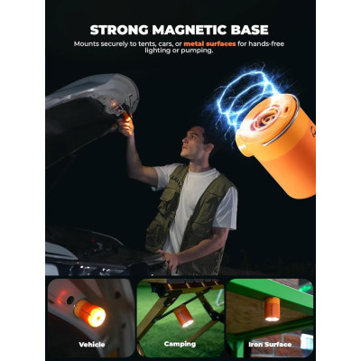Pumpa RockBros mini elektrická, oranžová, vrátane USB kábla so svetlom, oranžová, hmotnosť cca. 60g